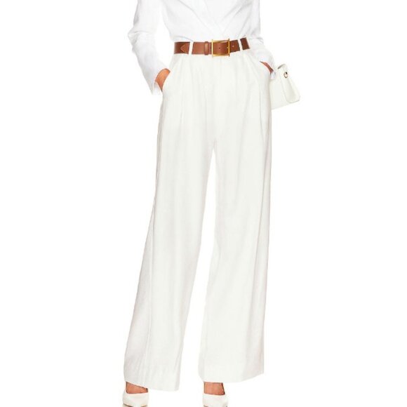 Nonchalant Label Pants - Revolve Nonchalant Label Fabi Pleated-Front Wide Leg Pants Size XS In White
